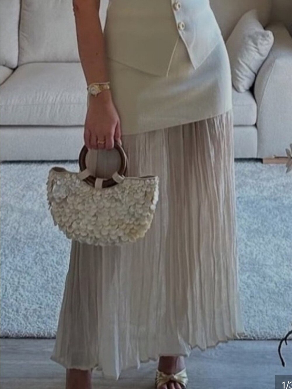 Zara Cream A-Line Skirt